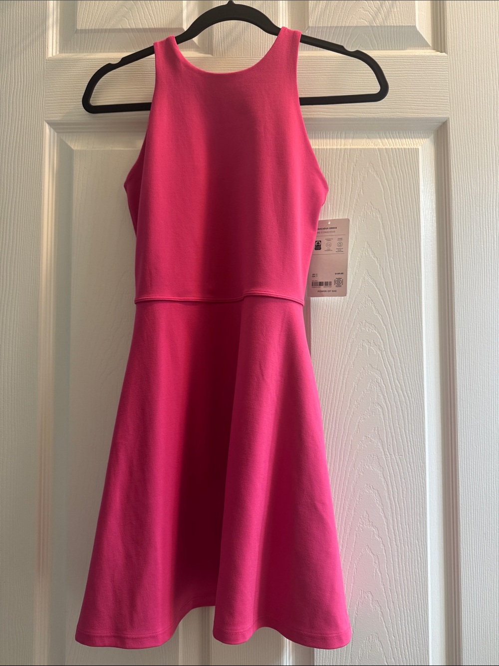 Athleta Hot Pink Sleeveless Fit-and-Flare Mini Dress Conscious Robe Dress